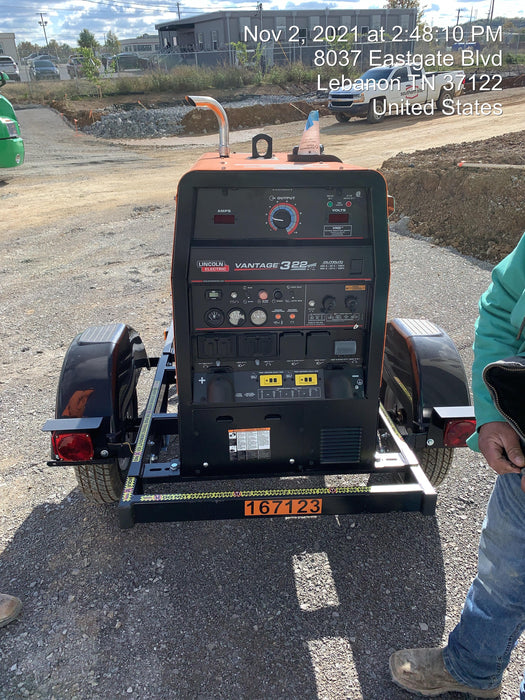 2021 Lincoln Electric Vantage 322 Vantage 322 Ready Pak 3 w/ Decals, ORANGE (includes trailer, cable rack, fender light kit) NO Telematics