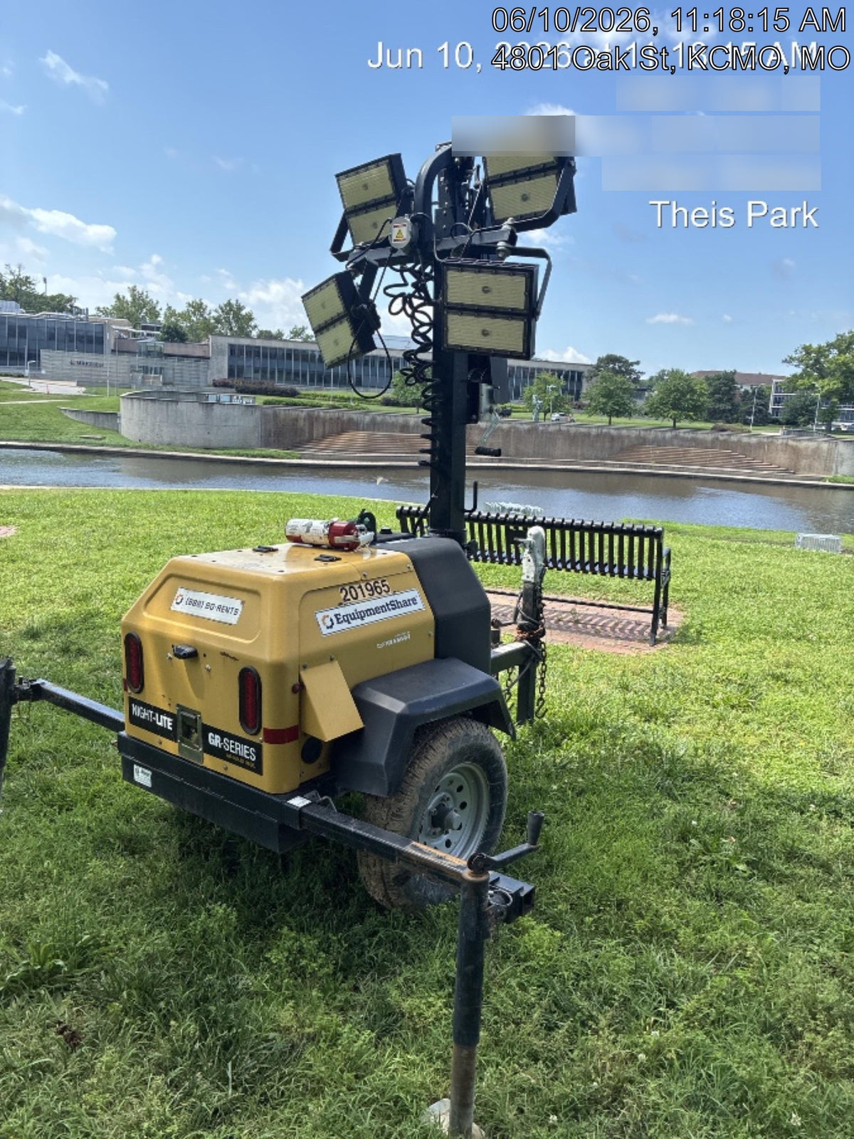2022 Allmand NLV3GR (4) LED Light Fixture 350W, 23' Vertical Mast, 3kW Prime, Towable, Deep Sea L401, Leveling Jacks, Yanmar T4F 5.8hp