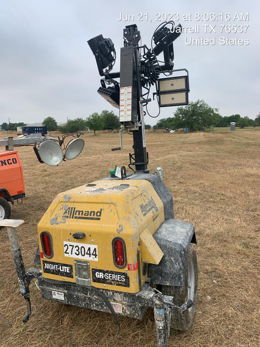 2022 Allmand NLV3GR (4) LED Light Fixture 350W, 23' Vertical Mast, 3kW Prime, Towable, ES Decals, T3