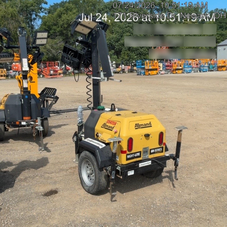 2022 Allmand NLV3GR (4) LED Light Fixture 350W, 23' Vertical Mast, 3kW Prime, Towable, ES Decals, T3