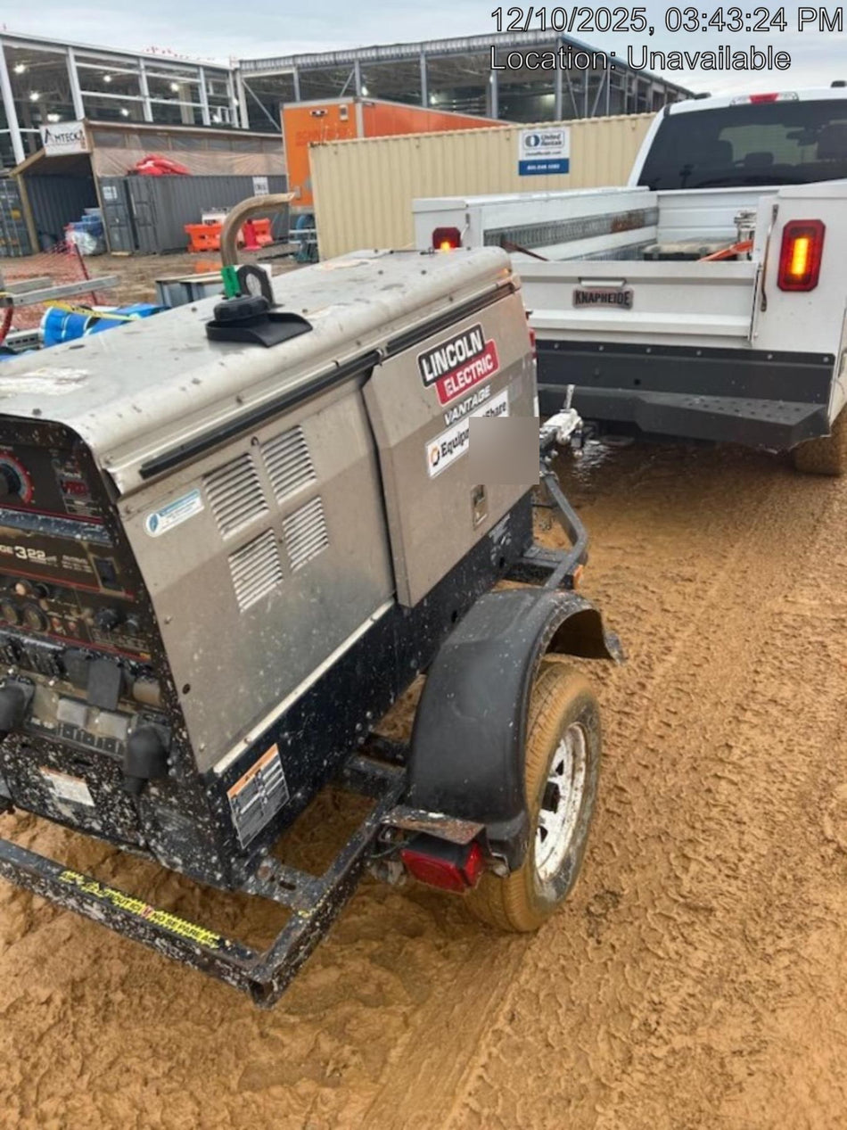 2019 Lincoln Electric Vantage 322 Ready-Pak 3, Two Wheel Trailer, Fender and Light Kit, Cable Rack