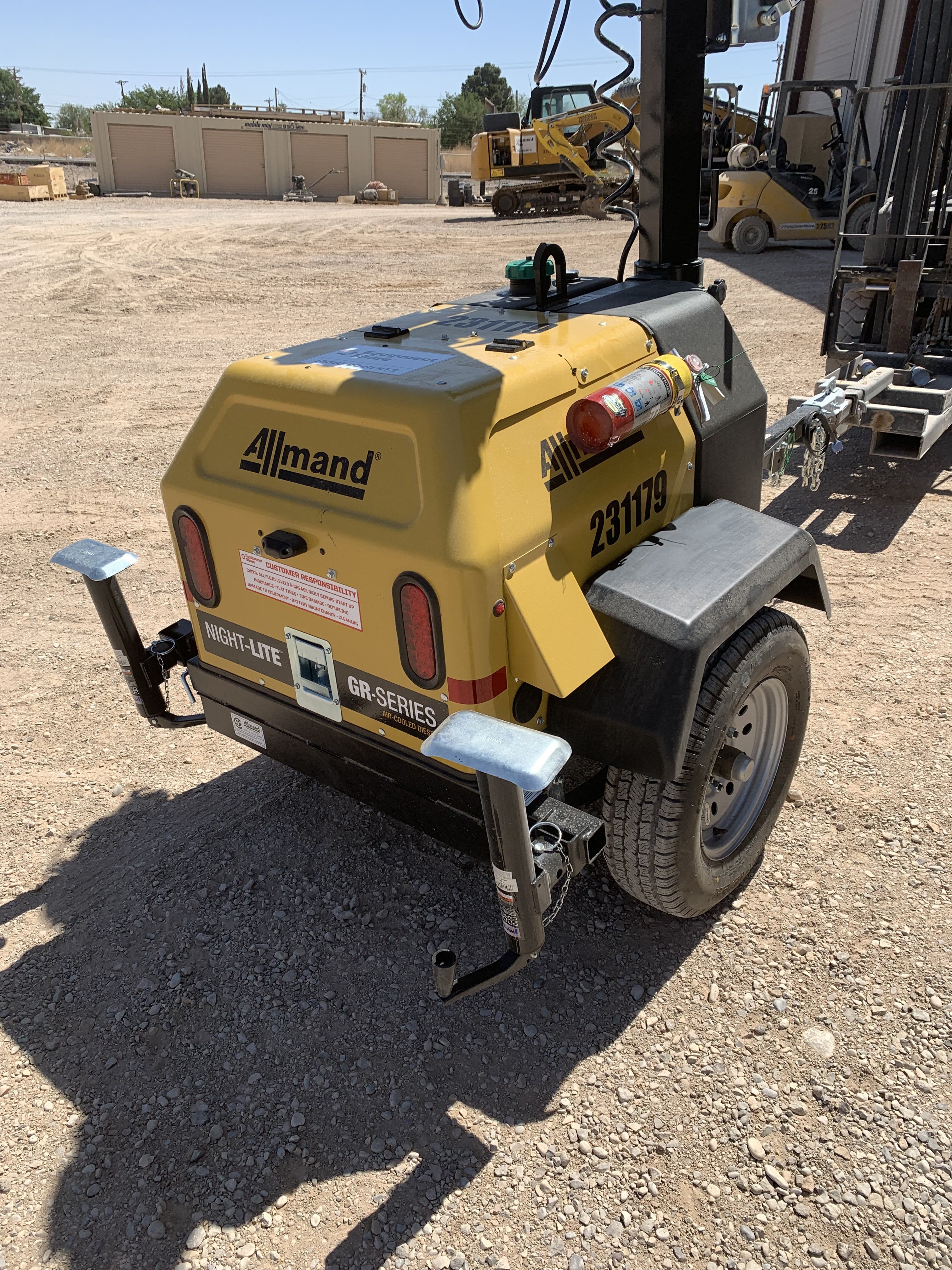 2022 Allmand NLV3GR (4) LED Light Fixture 350W, 23' Vertical Mast, 3kW Prime, Towable, Deep Sea L401, Leveling Jacks, Yanmar T4F 5.8hp