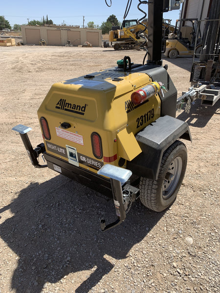 2022 Allmand NLV3GR (4) LED Light Fixture 350W, 23' Vertical Mast, 3kW Prime, Towable, Deep Sea L401, Leveling Jacks, Yanmar T4F 5.8hp