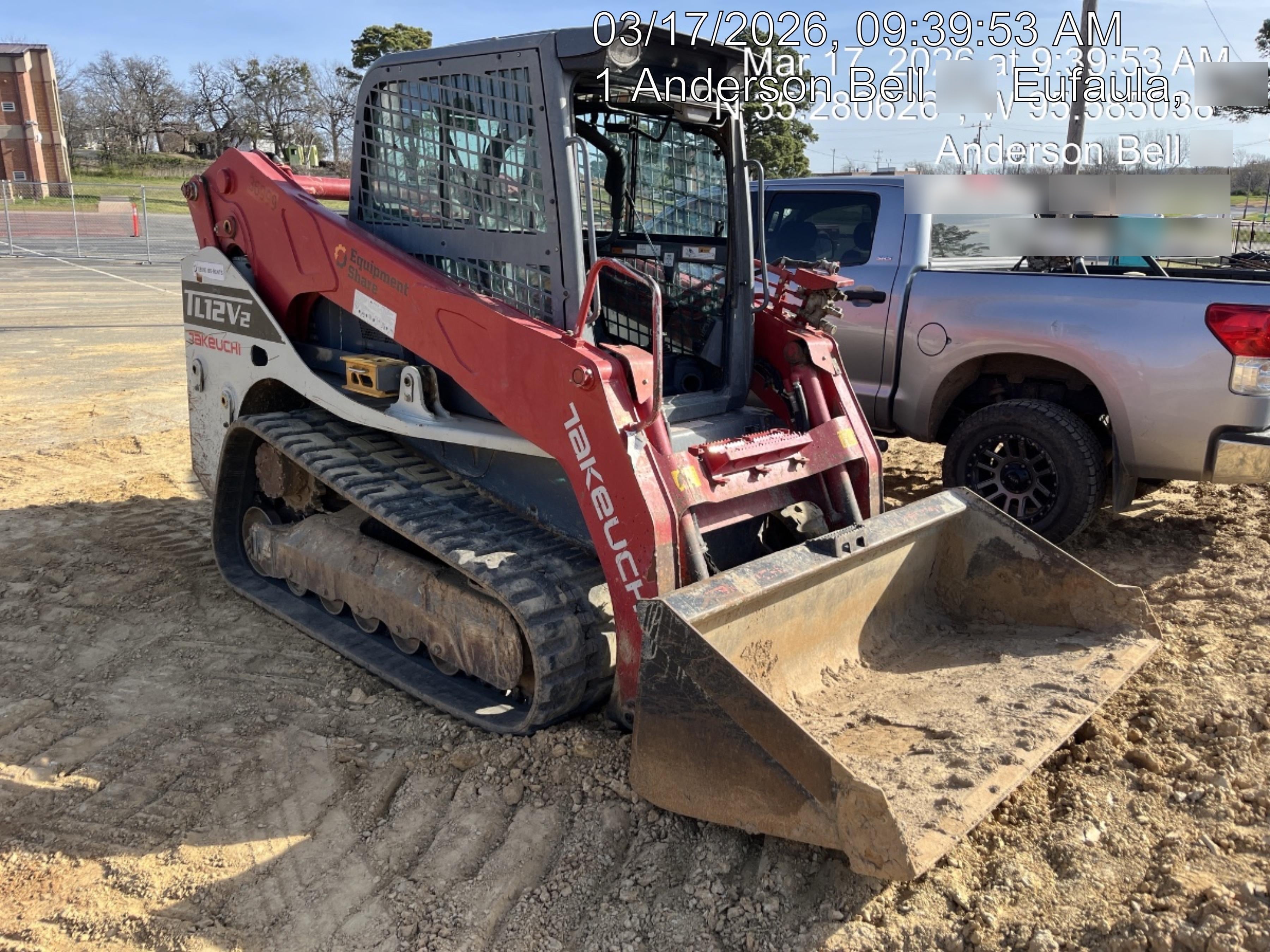 2019 Takeuchi TL12V2C Cab/Heat/Air w/Auxiliary Hydraulics, 2 Speed, Hydraulic QC 80" Tooth Bucket, 48" Pallet Forks
