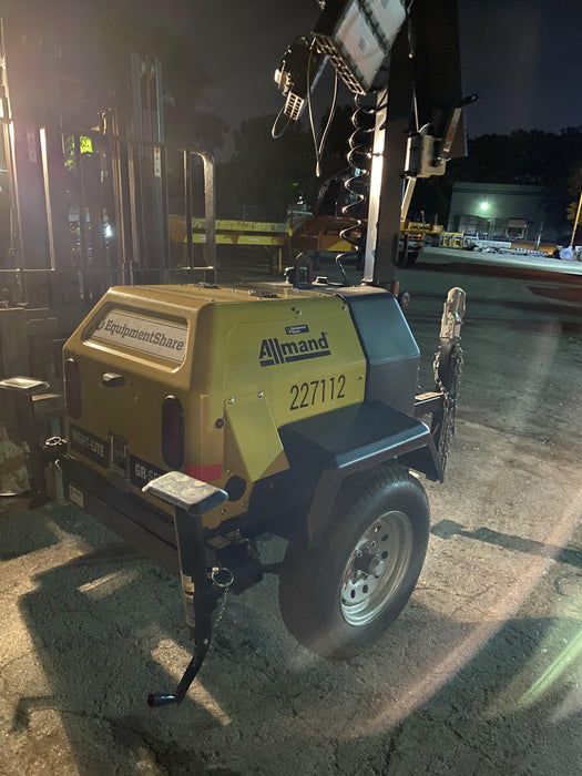 2022 Allmand NLV3GR (4) LED Light Fixture 350W, 23' Vertical Mast, 3kW Prime, Towable, Deep Sea L401, Leveling Jacks, Yanmar T4F 5.8hp