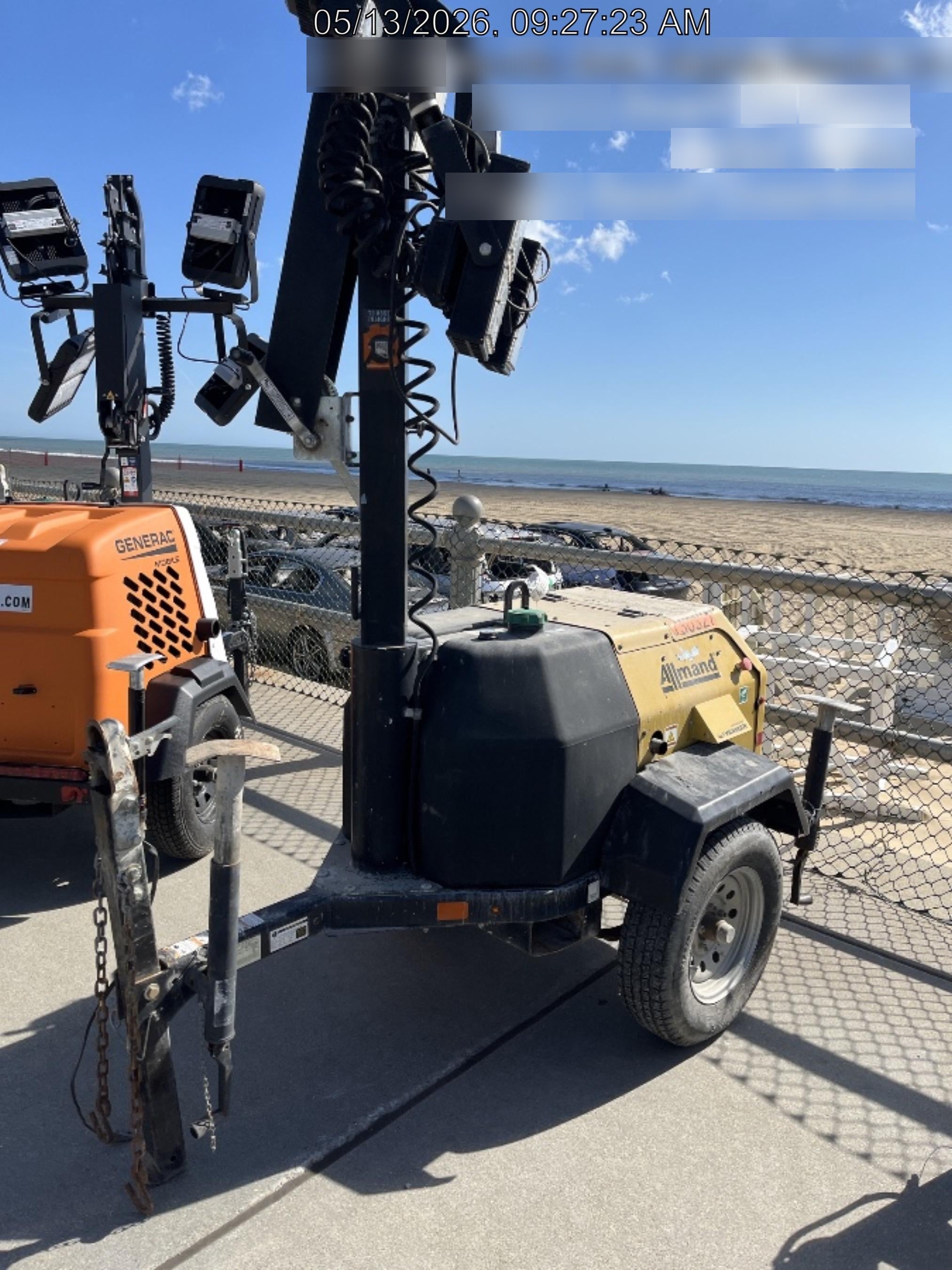 2021 Allmand NLV3GR (4) LED Light Fixture 350W, 23' Vertical Mast, 3kW Prime, Towable, Deep Sea L401, Leveling Jacks, Yanmar T4F 5.8hp