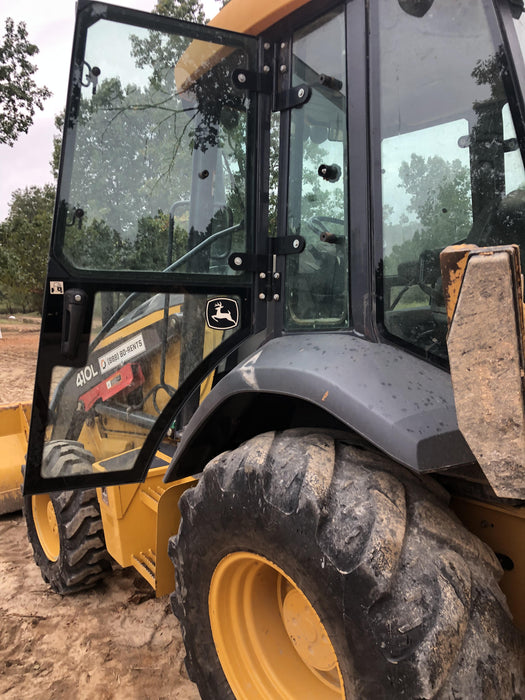 2020 John Deere 410L - Extendable Stick Cab/Heat/Air, 4WD, Extendable Stick, Pilot Controls, 2 Way Hydraulics, TAG Manual QC