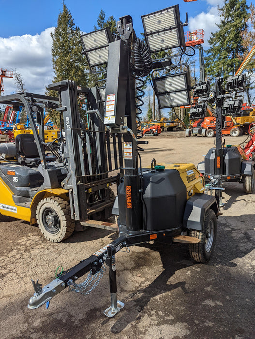 2022 Allmand NLV3GR (4) LED Light Fixture 350W, 23' Vertical Mast, 3kW Prime, Towable, Deep Sea L401, Leveling Jacks, Yanmar T4F 5.8hp