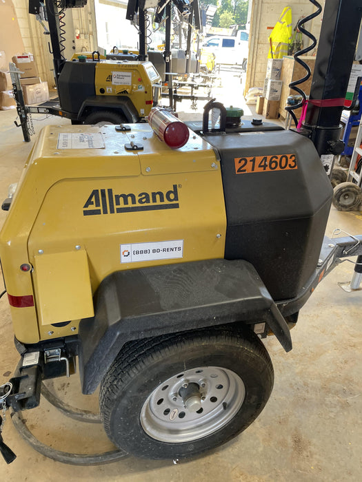 2022 Allmand NLV3GR (4) LED Light Fixture 350W, 23' Vertical Mast, 3kW Prime, Towable, Deep Sea L401, Leveling Jacks, Yanmar T4F 5.8hp