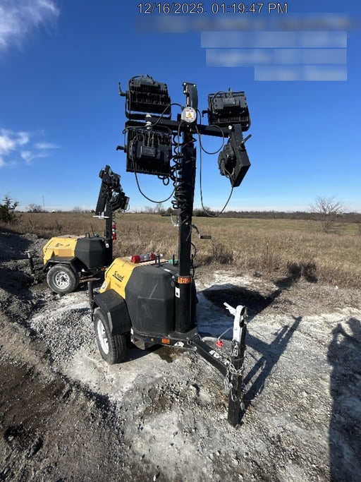 2021 Allmand NLV3GR (4) LED Light Fixture 350W, 23' Vertical Mast, 3kW Prime, Towable, Deep Sea L401, Leveling Jacks, Yanmar T4F 5.8hp