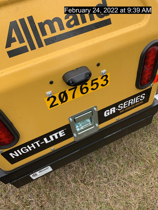 2022 Allmand NLV3GR (4) LED Light Fixture 350W, 23' Vertical Mast, 3kW Prime, Towable, Deep Sea L401, Leveling Jacks, Yanmar T4F 5.8hp