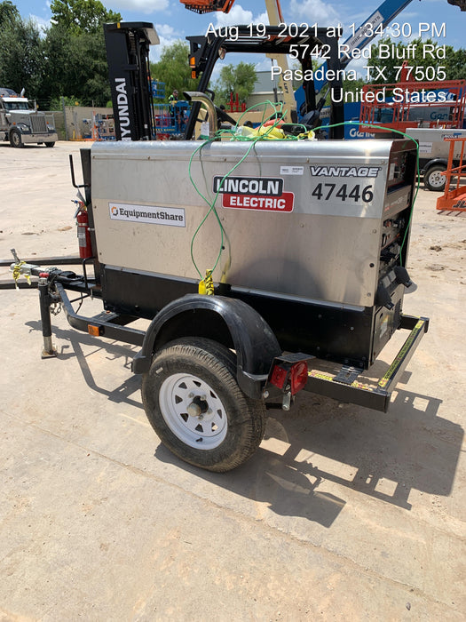 2019 Lincoln Electric Vantage 322 Ready-Pak 3, Two Wheel Trailer, Fender and Light Kit, Cable Rack