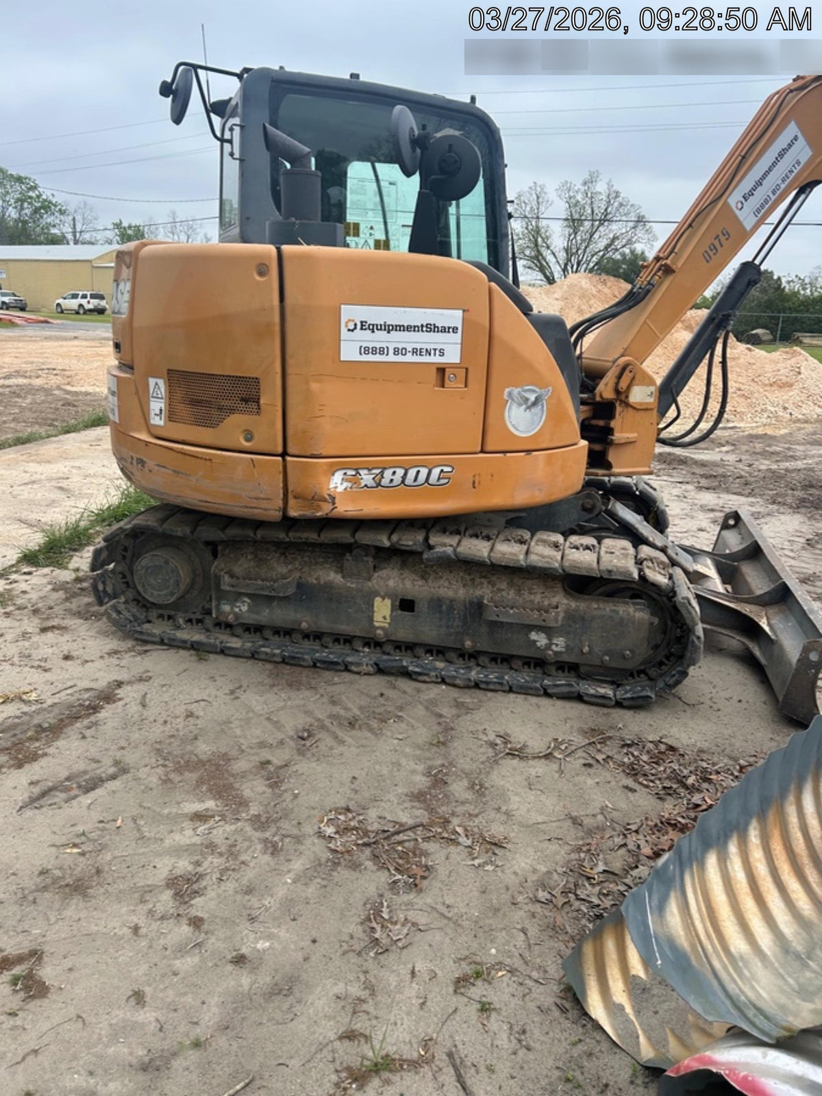 2015 Case CX80C CLOSED CAB, A/C, RUBBER TRACKS PADS, 7'-2" ARM