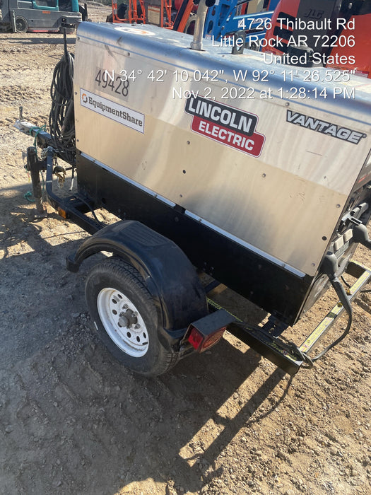 2019 Lincoln Electric Vantage 322 Ready-Pak 3, Two Wheel Trailer, Fender and Light Kit, Cable Rack