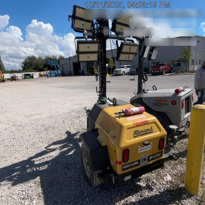 2021 Allmand NLV3GR (4) LED Light Fixture 350W, 23' Vertical Mast, 3kW Prime, Towable, Deep Sea L401, Leveling Jacks, Yanmar T4F 5.8hp