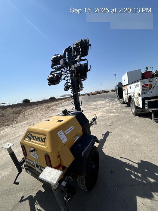 Allmand NLV3GR (4) LED Light Fixture 350W, 23' Vertical Mast, 3kW Prime, Towable, Deep Sea L401, Leveling Jacks, Yanmar T4F 5.8hp