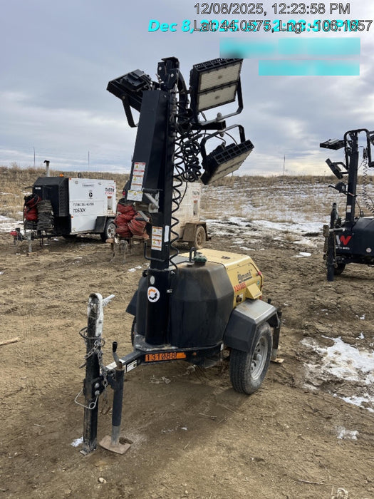 2021 Allmand NLV3GR (4) LED Light Fixture 350W, 23' Vertical Mast, 3kW Prime, Towable, Deep Sea L401, Leveling Jacks, Yanmar T4F 5.8hp