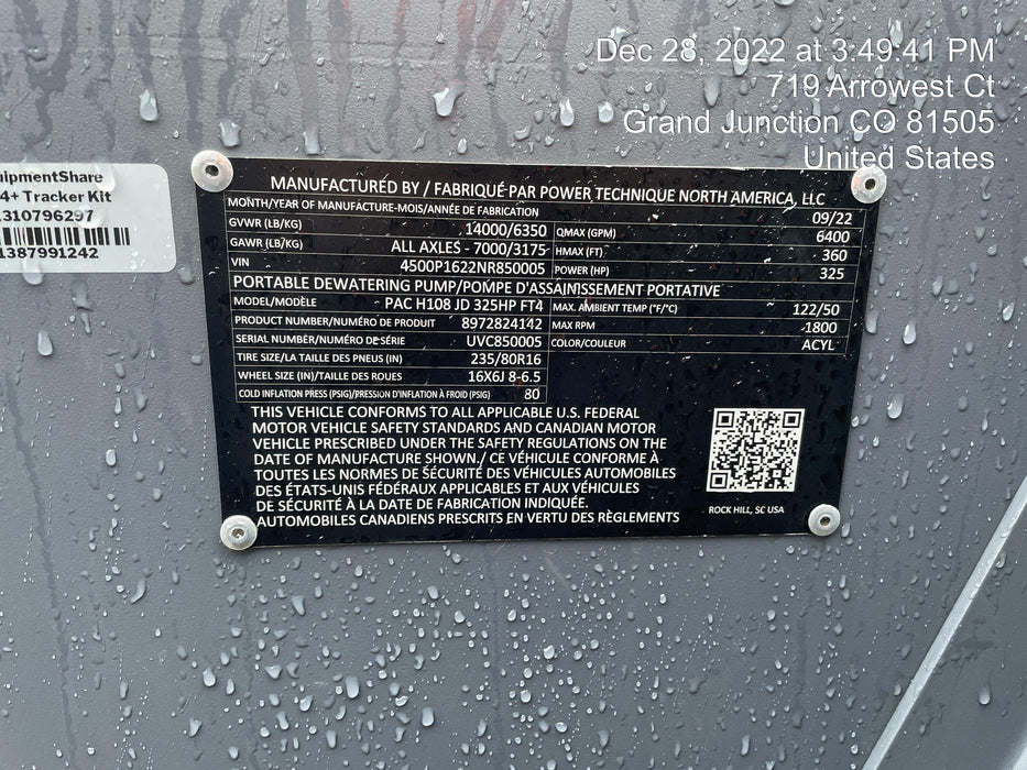 2022 ATLAS COPCO PAC H108 JD