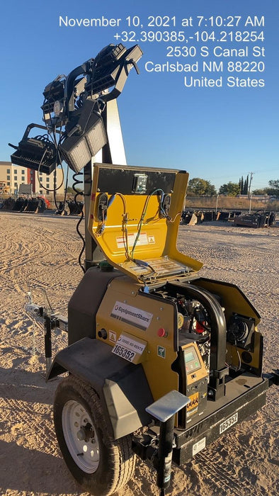 2021 Allmand NLV3GR (4) LED Light Fixture 350W, 23' Vertical Mast, 3kW Prime, Towable, Deep Sea L401, Leveling Jacks, Yanmar T4F 5.8hp