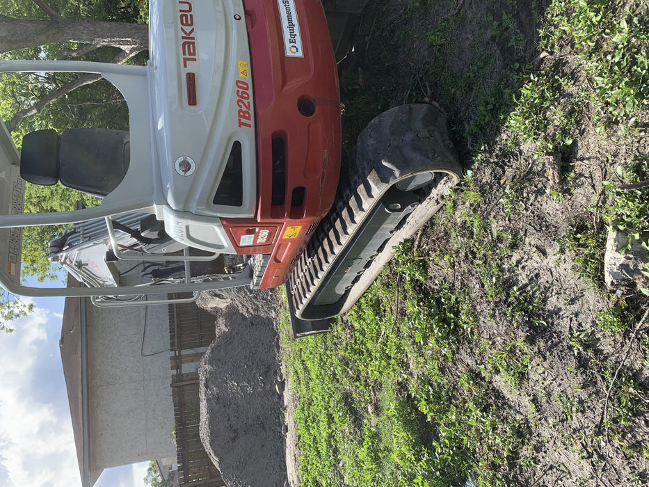2019 Takeuchi TB260 Canopy, Standard Blade, Auxiliary hydraulics Manual QC, Hydraulic thumb, 12" ,18", 24" Bucket