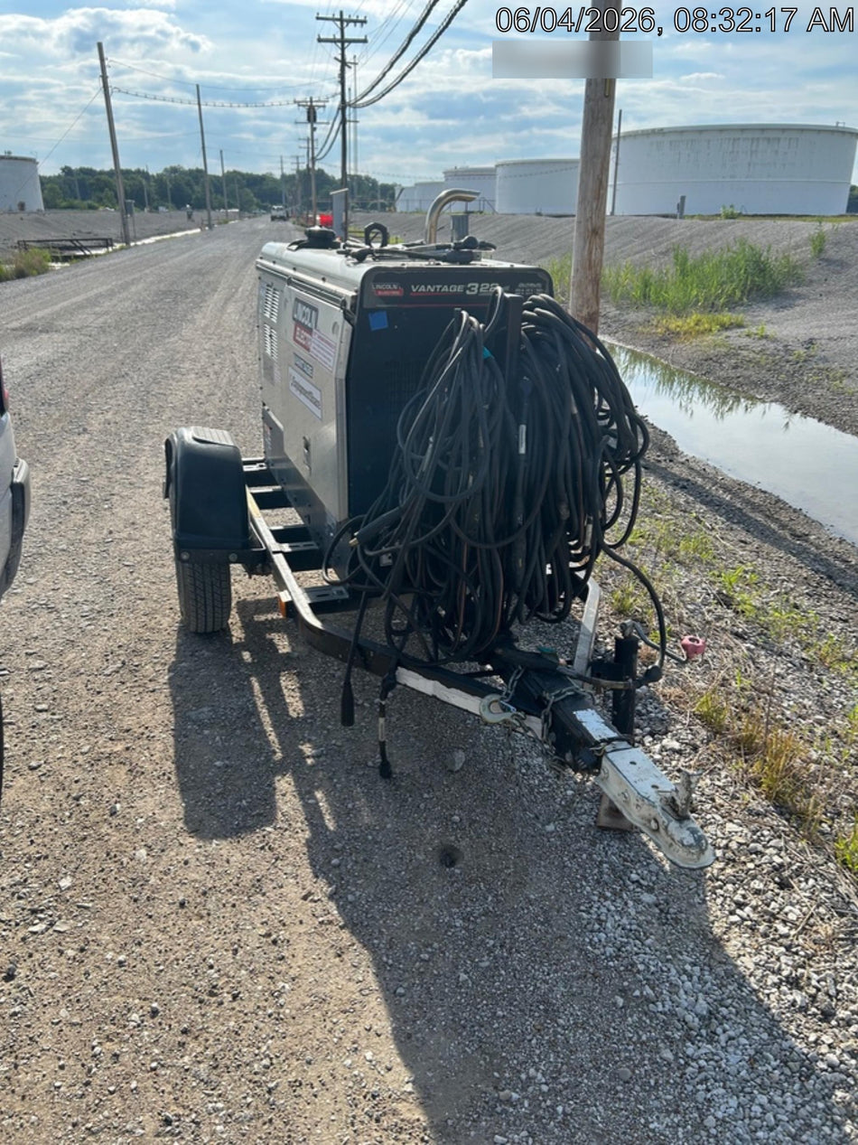 2019 Lincoln Electric Vantage 322 Ready-Pak 3, Two Wheel Trailer, Fender and Light Kit, Cable Rack