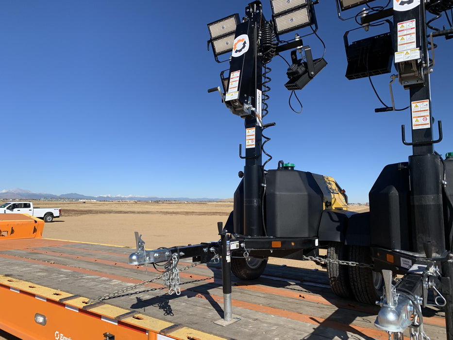 2021 Allmand NLV3GR (4) LED Light Fixture 350W, 23' Vertical Mast, 3kW Prime, Towable, Deep Sea L401, Leveling Jacks, Yanmar T4F 5.8hp