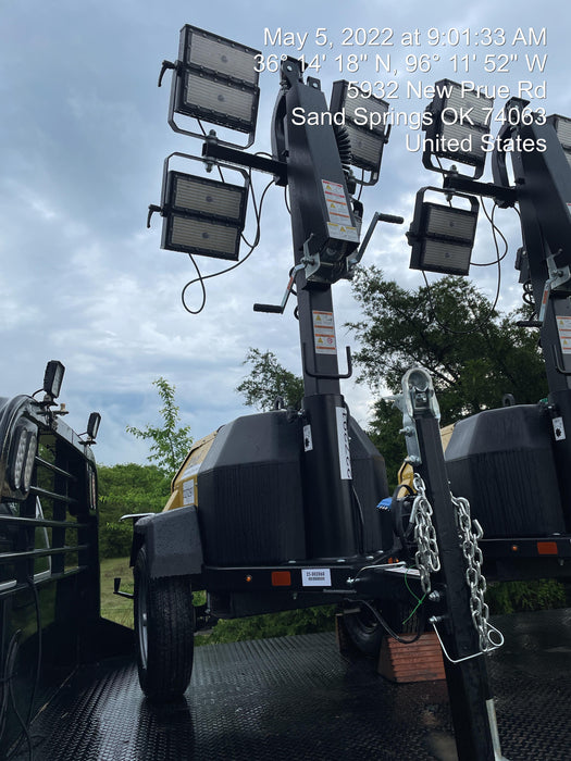 2022 Allmand NLV3GR (4) LED Light Fixture 350W, 23' Vertical Mast, 3kW Prime, Towable, Deep Sea L401, Leveling Jacks, Yanmar T4F 5.8hp