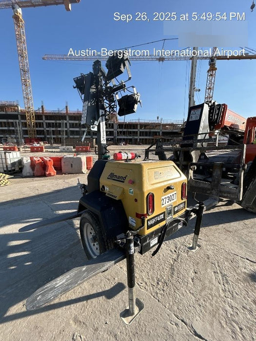 2022 Allmand NLV3GR (4) LED Light Fixture 350W, 23' Vertical Mast, 3kW Prime, Towable, ES Decals, T3