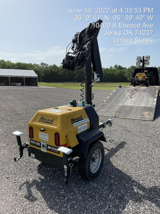 2022 Allmand NLV3GR (4) LED Light Fixture 350W, 23' Vertical Mast, 3kW Prime, Towable, Deep Sea L401, Leveling Jacks, Yanmar T4F 5.8hp