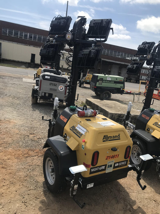 2022 Allmand NLV3GR (4) LED Light Fixture 350W, 23' Vertical Mast, 3kW Prime, Towable, Deep Sea L401, Leveling Jacks, Yanmar T4F 5.8hp