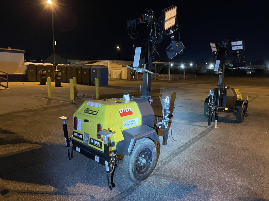 2022 Allmand NLV3GR (4) LED Light Fixture 350W, 23' Vertical Mast, 3kW Prime, Towable, ES Decals, T3