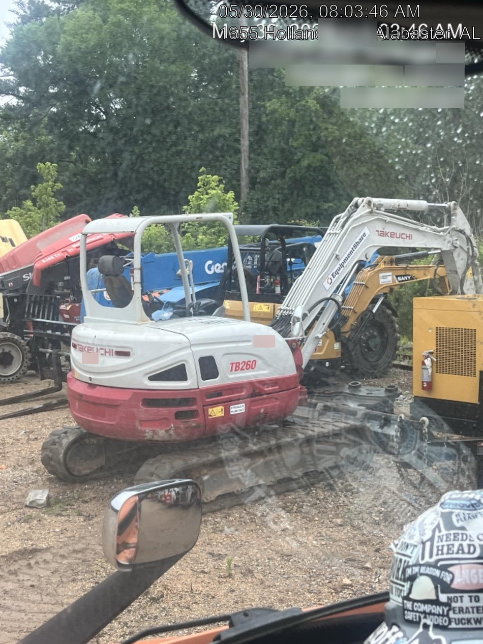 2019 Takeuchi TB260 Canopy, Standard Blade, Auxiliary hydraulics Manual QC, Hydraulic thumb, 12" ,18", 24" Bucket