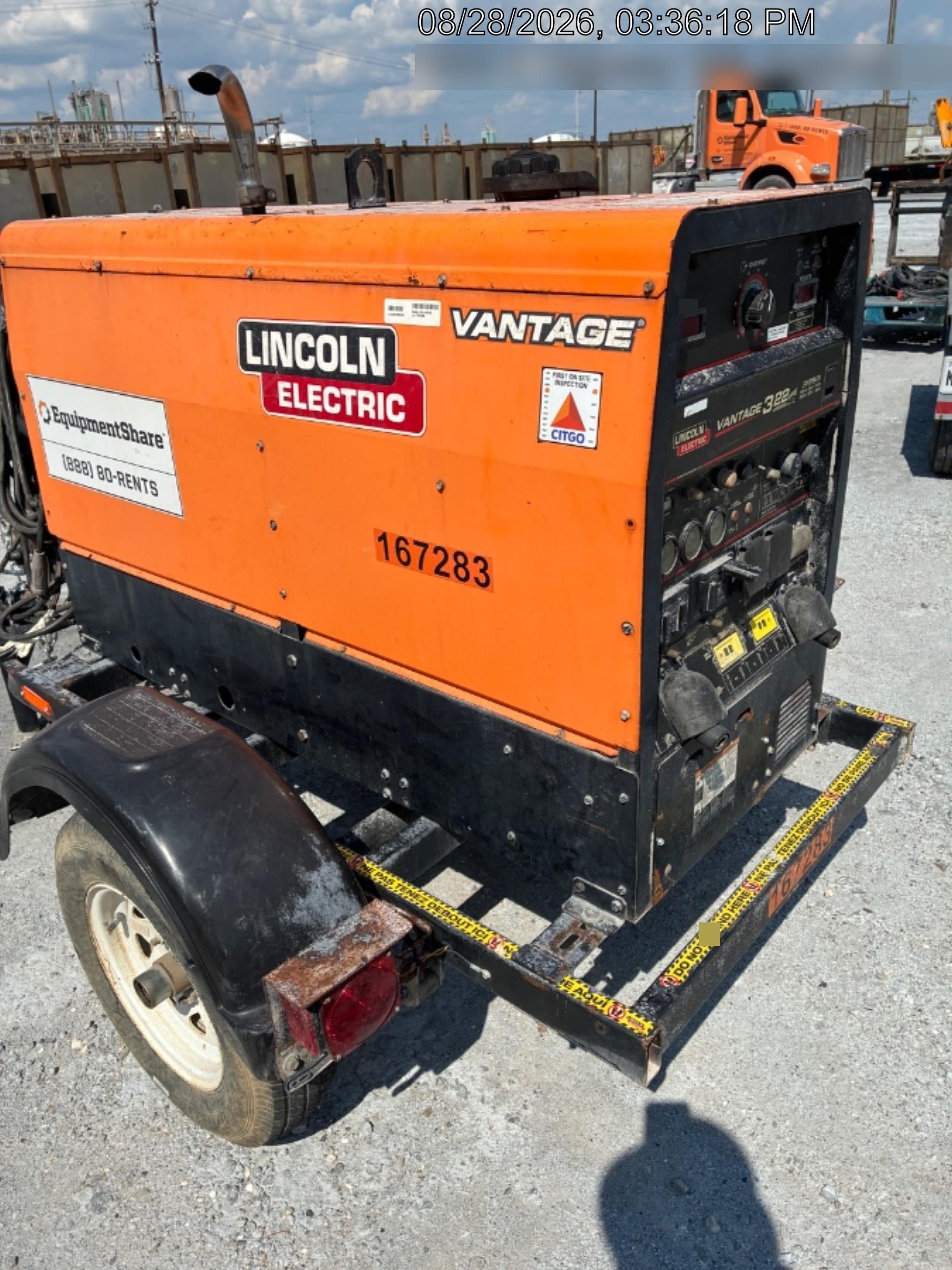 2021 Lincoln Electric Vantage 322 Vantage 322 Ready Pak 3 w/ Decals, ORANGE (includes trailer, cable rack, fender light kit) NO Telematics