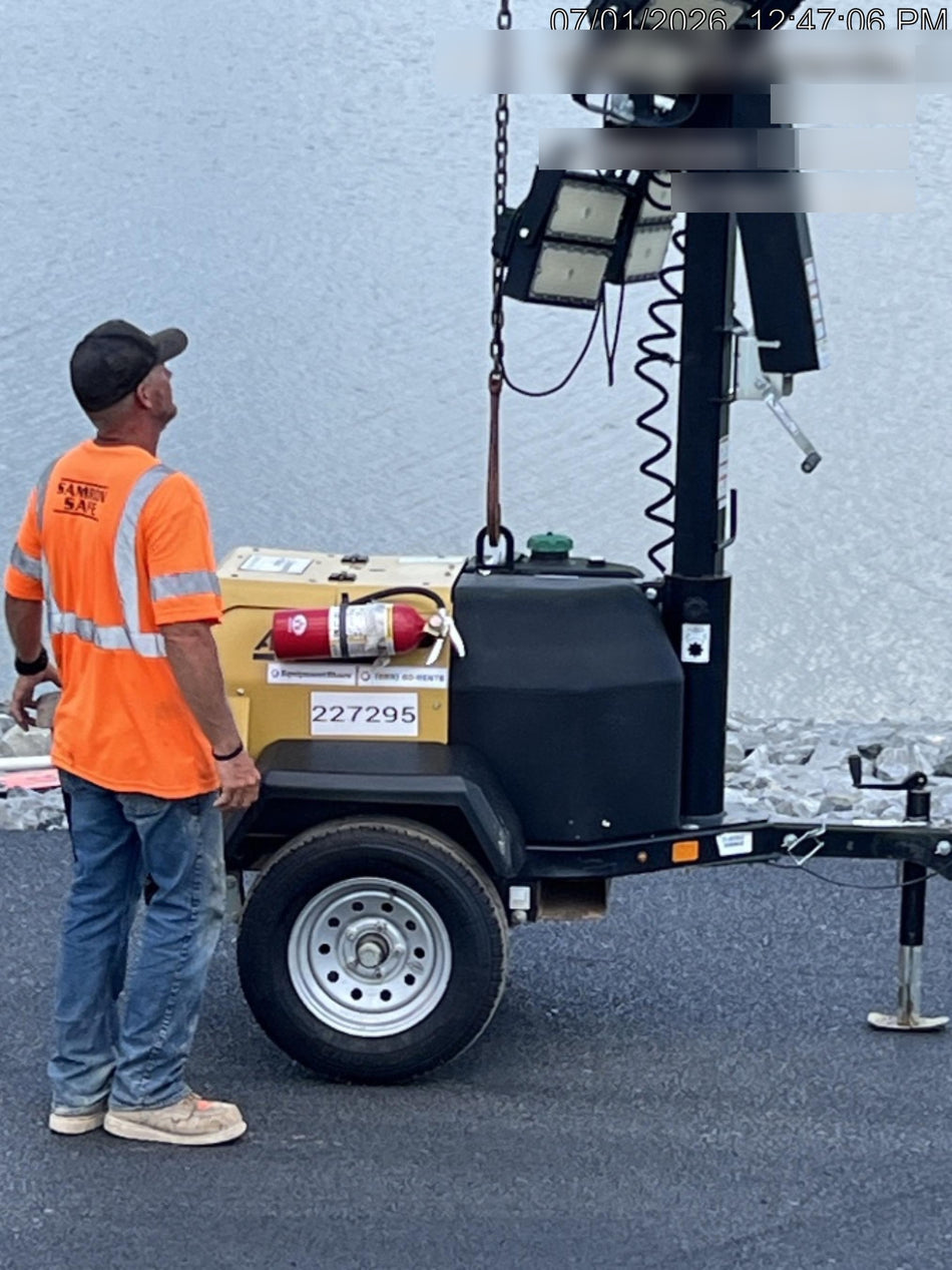 2022 Allmand NLV3GR (4) LED Light Fixture 350W, 23' Vertical Mast, 3kW Prime, Towable, Deep Sea L401, Leveling Jacks, Yanmar T4F 5.8hp