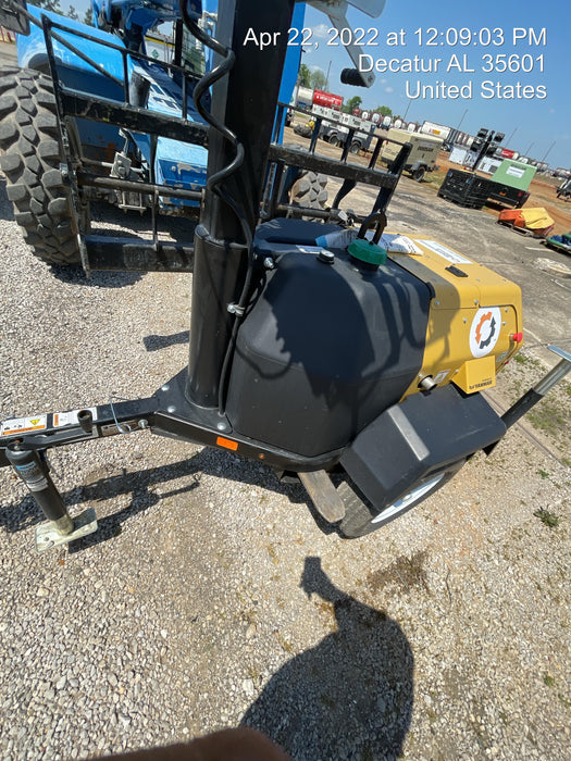 2021 Allmand NLV3GR (4) LED Light Fixture 350W, 23' Vertical Mast, 3kW Prime, Towable, Deep Sea L401, Leveling Jacks, Yanmar T4F 5.8hp