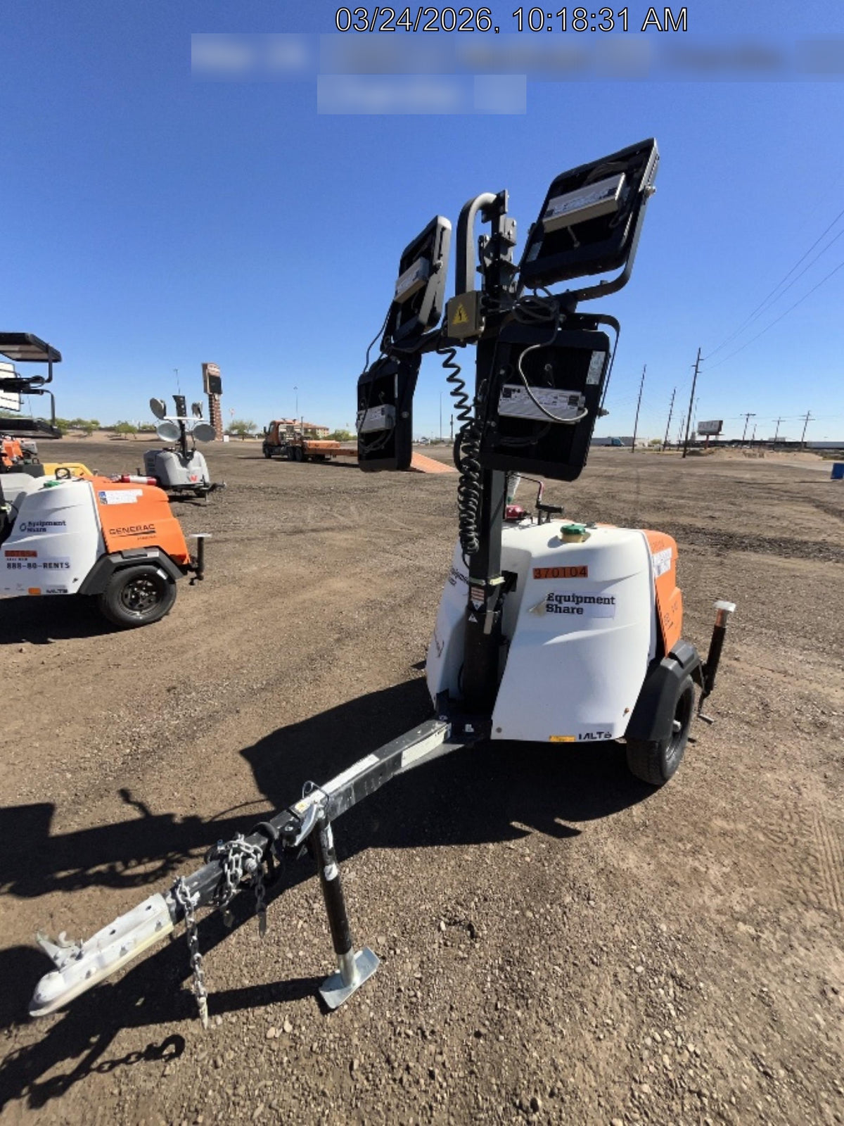 2023 Generac MLT2 Diesel, Flex Switch 120V Input, Powerzone Controller, 
(4) 320W LED Lights, 4kW Generator, 39.9 Gal Fuel Tank, 2" Ball, T3