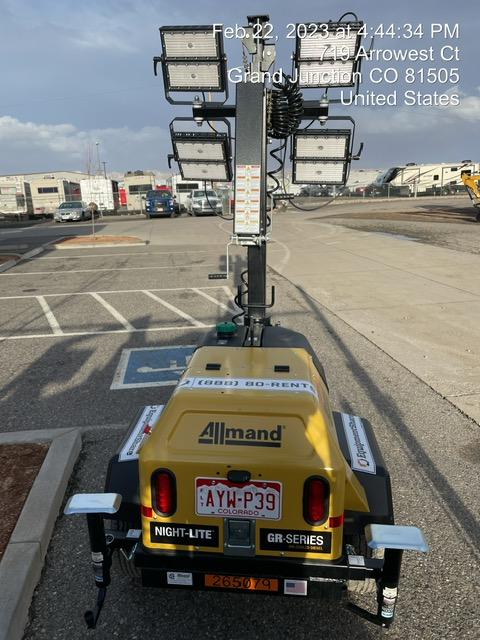 2022 Allmand NLV3GR (4) LED Light Fixture 350W, 23' Vertical Mast, 3kW Prime, Towable, ES Decals, T3