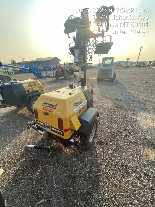 2022 Allmand NLV3GR (4) LED Light Fixture 350W, 23' Vertical Mast, 3kW Prime, Towable, Deep Sea L401, Leveling Jacks, Yanmar T4F 5.8hp