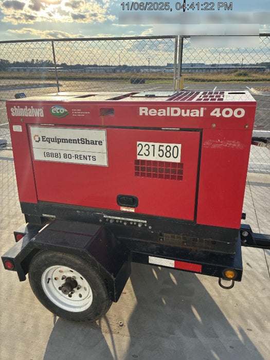 2022 Shindaiwa DGW400MDL Kubota D902 Engine, 23 HP, Dual Op Welder, Wire, Arc, Droop Stick, Tig, and CC Stick Functionality, Simulphase, 3 Phase and 1 Phase Gen Output, Single Axle NB Trlr, Slr Trckl Chrg 12V 12W, Fire Ext