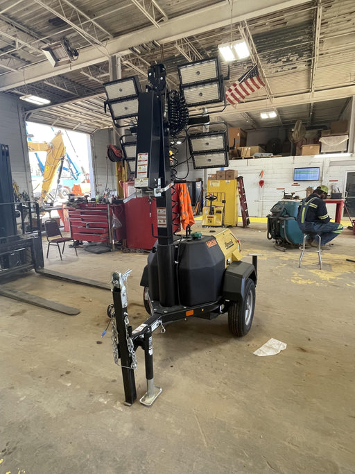 2022 Allmand NLV3GR (4) LED Light Fixture 350W, 23' Vertical Mast, 3kW Prime, Towable, Deep Sea L401, Leveling Jacks, Yanmar T4F 5.8hp