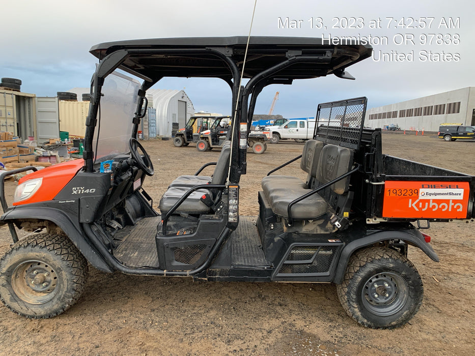 2021 Kubota RTV-X1140W-H Plastic Canopy, Windshield Acrylic Clear, LED Strobe Light, Wire Harness Kit, Back up Alarm
