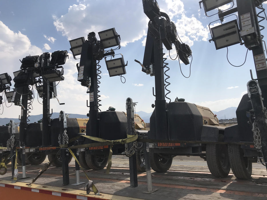 2021 Allmand NLV3GR (4) LED Light Fixture 350W, 23' Vertical Mast, 3kW Prime, Towable, Deep Sea L401, Leveling Jacks, Yanmar T4F 5.8hp