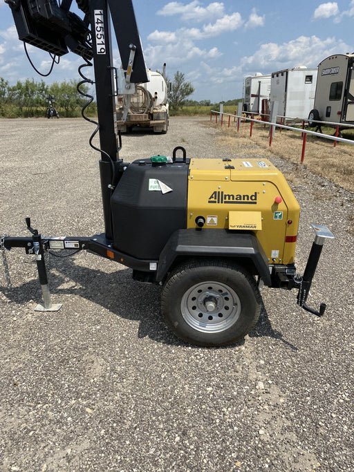 2021 Allmand NLV3GR (4) LED Light Fixture 350W, 23' Vertical Mast, 3kW Prime, Towable, Deep Sea L401, Leveling Jacks, Yanmar T4F 5.8hp