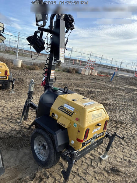 2021 Allmand NLV3GR (4) LED Light Fixture 350W, 23' Vertical Mast, 3kW Prime, Towable, Deep Sea L401, Leveling Jacks, Yanmar T4F 5.8hp
