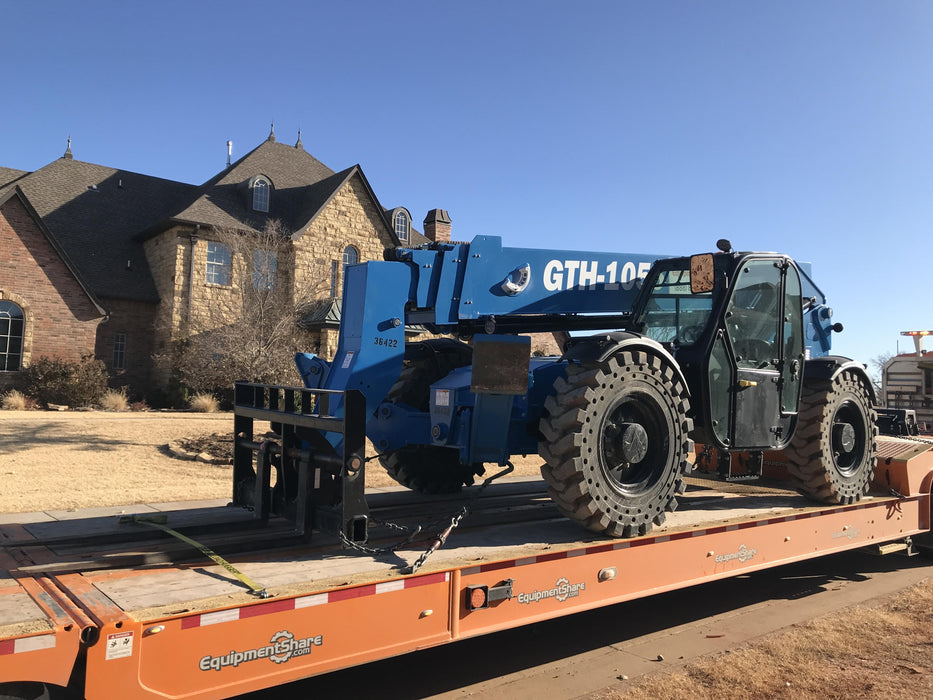 2019 Genie GTH-1056 Cab/Heat/AC, Solid RT Tires, LED Work Lights, Beacon 60" QA Carriage, 60" Forks