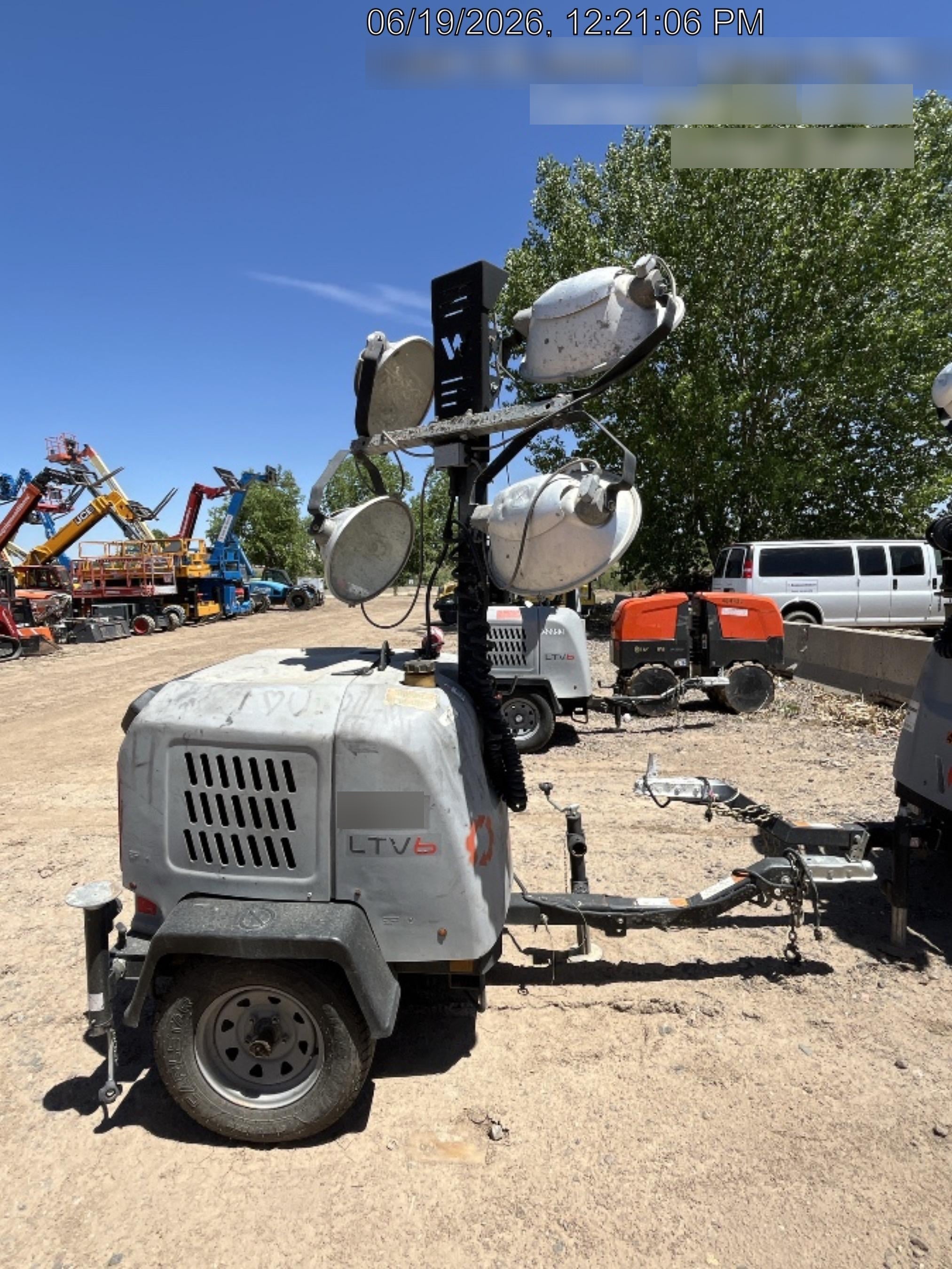 2019 Wacker Neuson LTV6L-MH Mobile Light Tower w/Fuel Level Sensor Installed