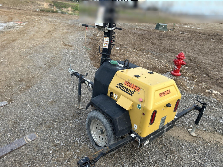 2022 Allmand NLV3GR (4) LED Light Fixture 350W, 23' Vertical Mast, 3kW Prime, Towable, Deep Sea L401, Leveling Jacks, Yanmar T4F 5.8hp