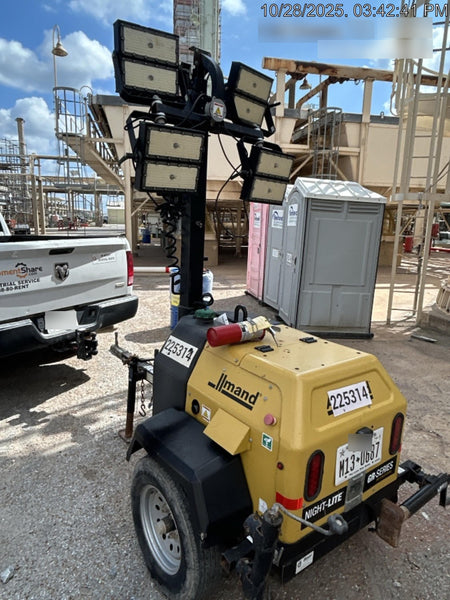 2022 Allmand NLV3GR (4) LED Light Fixture 350W, 23' Vertical Mast, 3kW Prime, Towable, Deep Sea L401, Leveling Jacks, Yanmar T4F 5.8hp