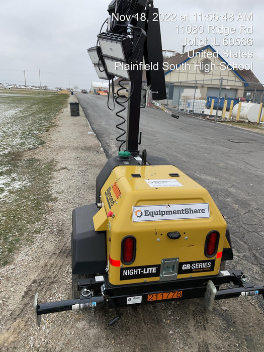 2022 Allmand NLV3GR (4) LED Light Fixture 350W, 23' Vertical Mast, 3kW Prime, Towable, Deep Sea L401, Leveling Jacks, Yanmar T4F 5.8hp