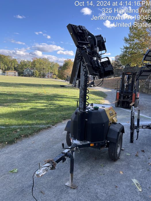 2021 Allmand NLV3GR (4) LED Light Fixture 350W, 23' Vertical Mast, 3kW Prime, Towable, Deep Sea L401, Leveling Jacks, Yanmar T4F 5.8hp